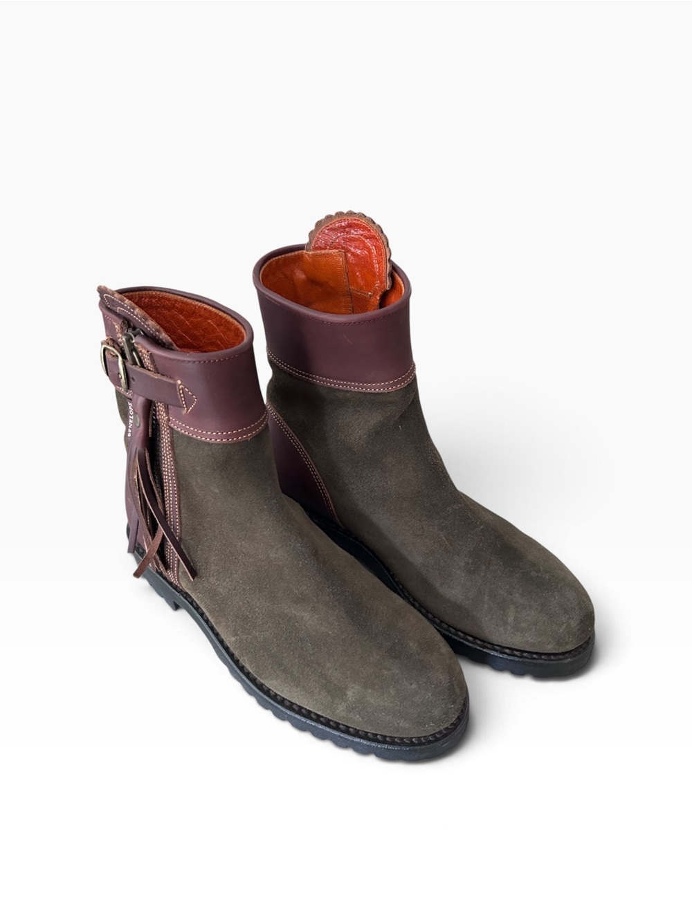 Penelope chilvers inclement cropped tassel boots in seaweed suede n leather 39